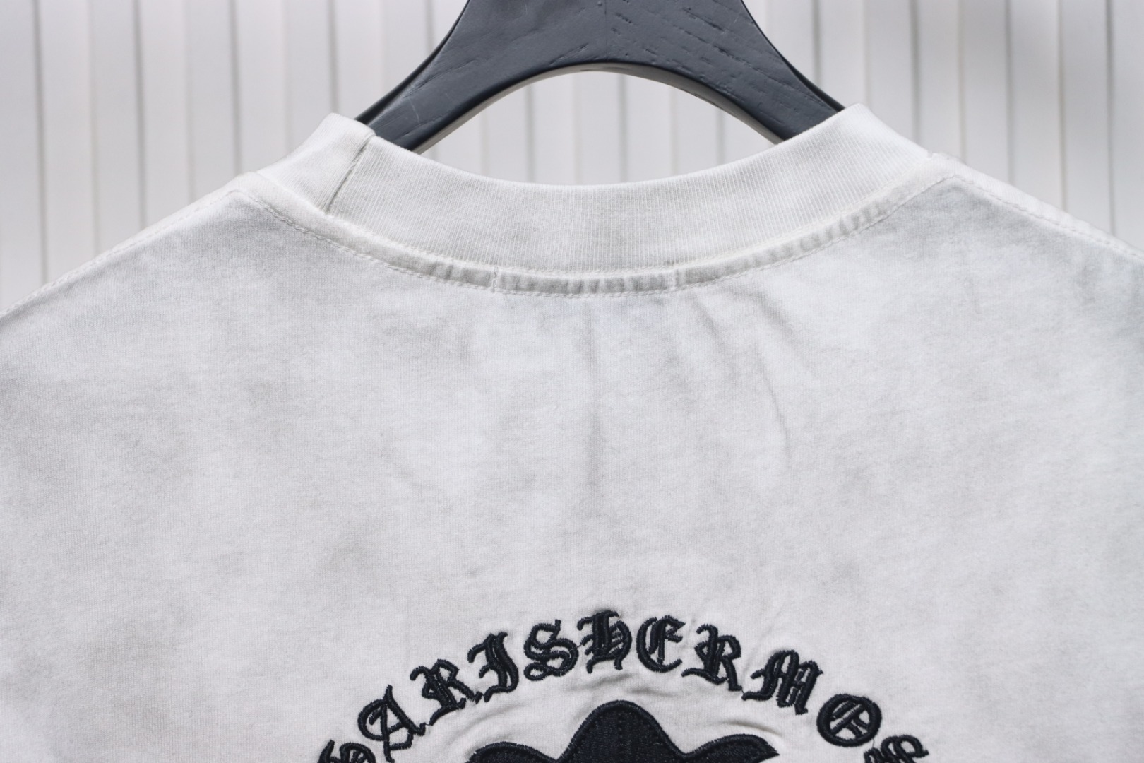 Chrome Hearts Heavy Embroidery Spray Monkey Distressed Short Sleeve White