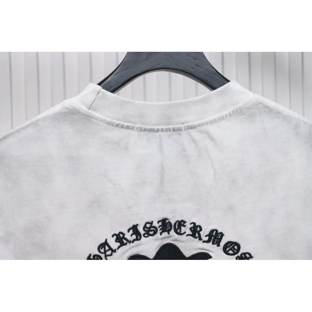 Chrome Hearts Heavy Embroidery Spray Monkey Distressed Short Sleeve White