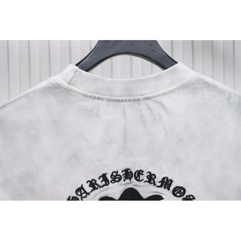 Chrome Hearts Heavy Embroidery Spray Monkey Distressed Short Sleeve White