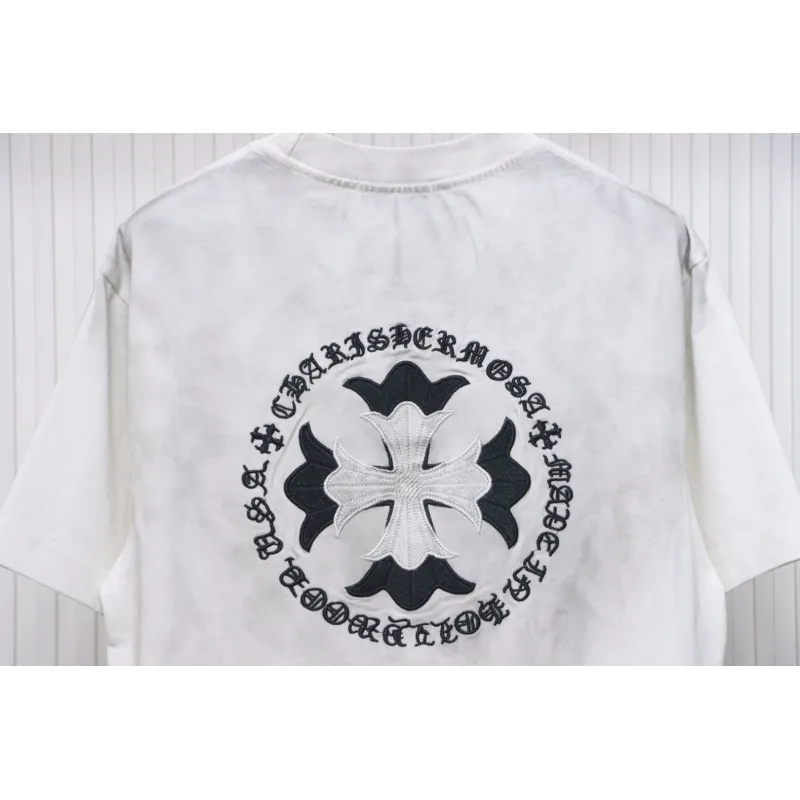 Chrome Hearts Heavy Embroidery Spray Monkey Distressed Short Sleeve White