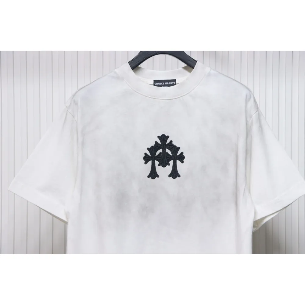 Chrome Hearts Heavy Embroidery Spray Monkey Distressed Short Sleeve White