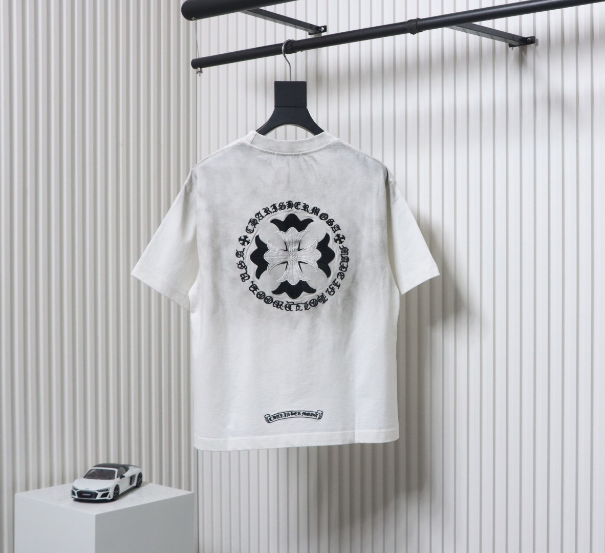 Chrome Hearts Heavy Embroidery Spray Monkey Distressed Short Sleeve White