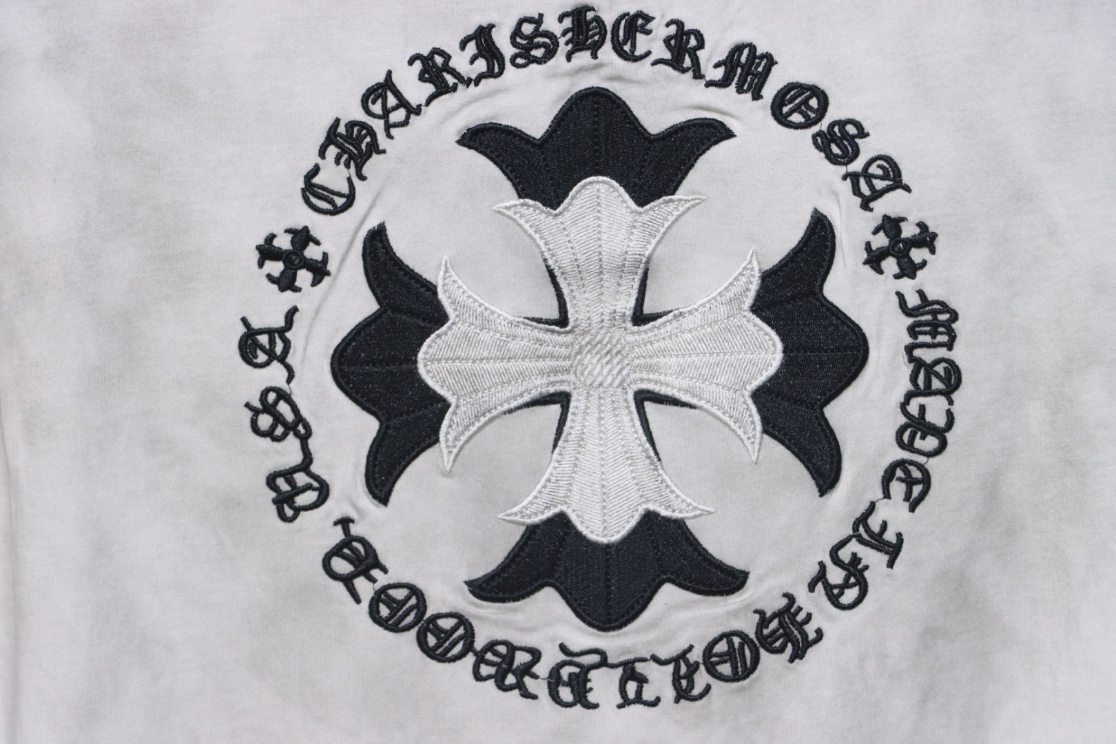 Chrome Hearts Heavy Embroidery Spray Monkey Distressed Short Sleeve White