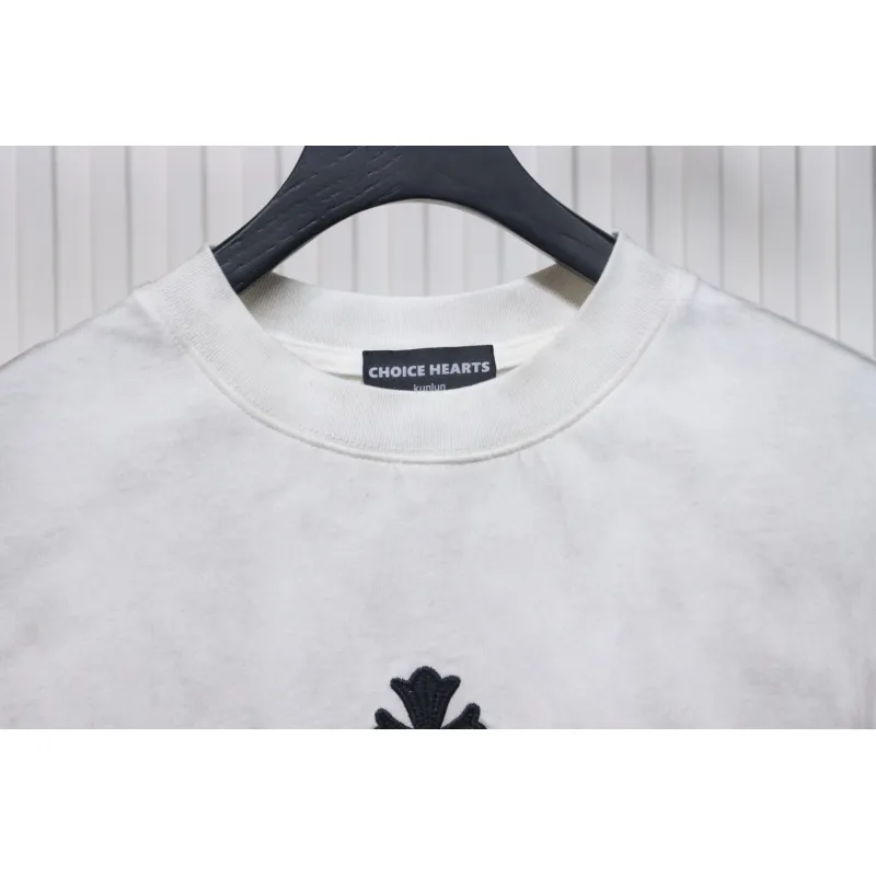 Chrome Hearts Heavy Embroidery Spray Monkey Distressed Short Sleeve White