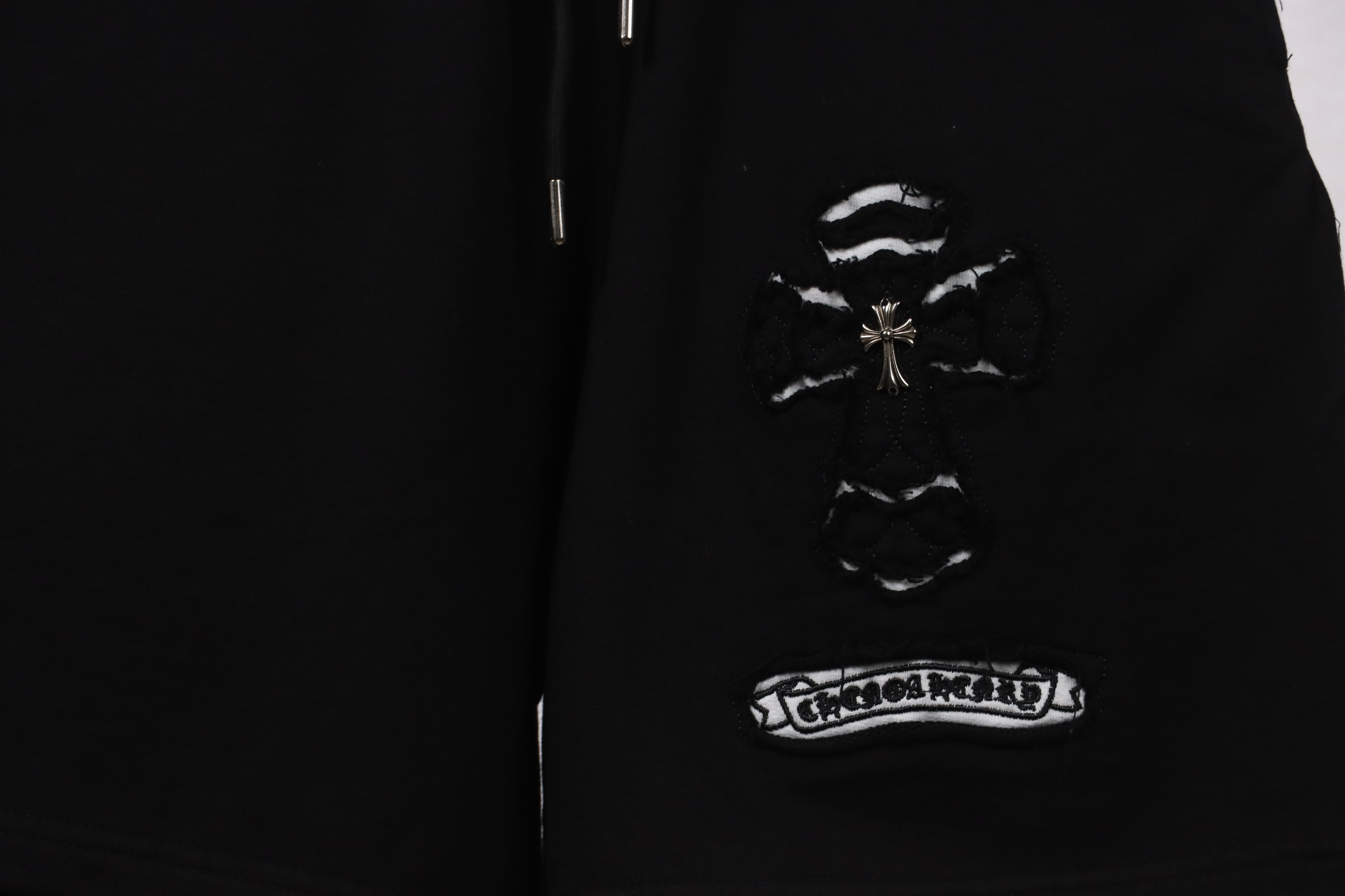 Chrome Hearts Horseshoe Distressed Sanskrit Shorts Black