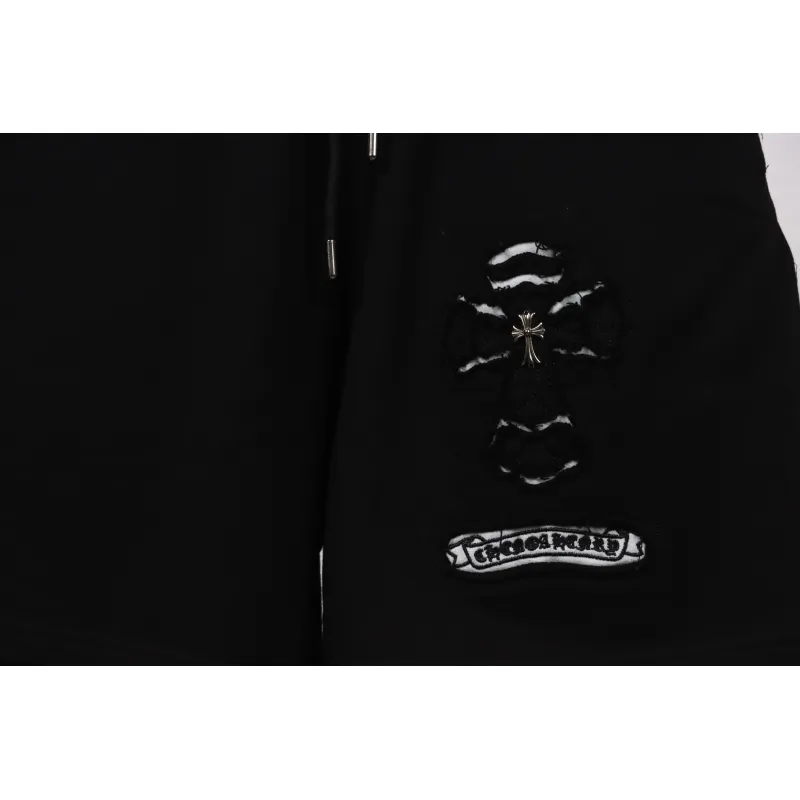 Chrome Hearts Horseshoe Distressed Sanskrit Shorts Black