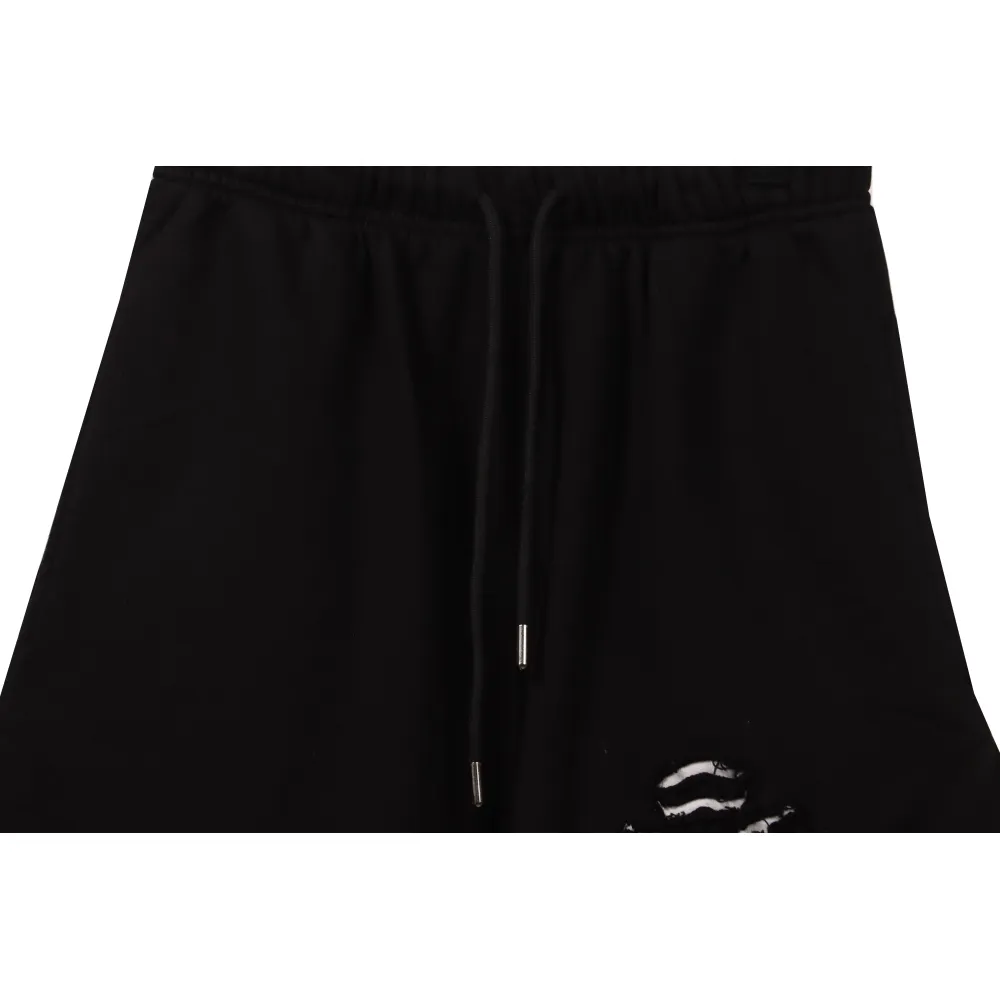 Chrome Hearts Horseshoe Distressed Sanskrit Shorts Black