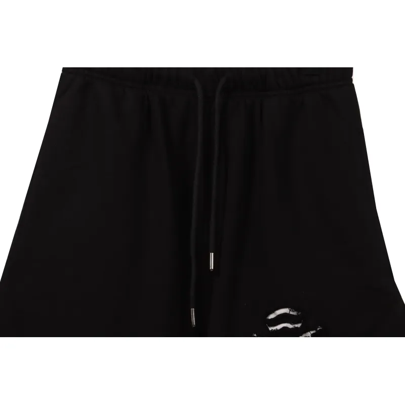 Chrome Hearts Horseshoe Distressed Sanskrit Shorts Black