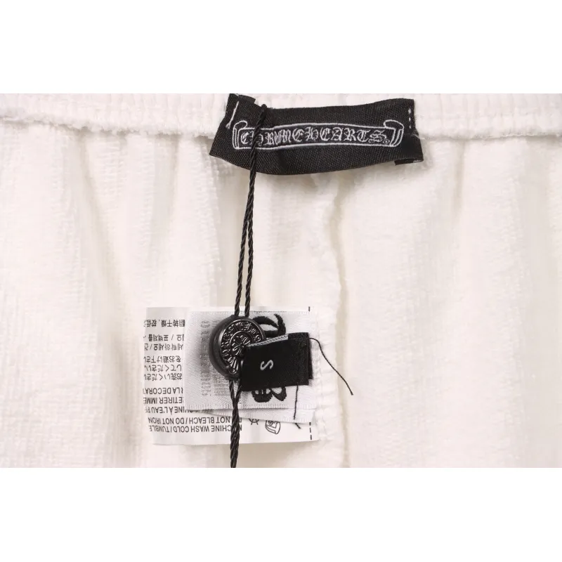 Chrome Hearts Horseshoe Distressed Sanskrit Shorts White