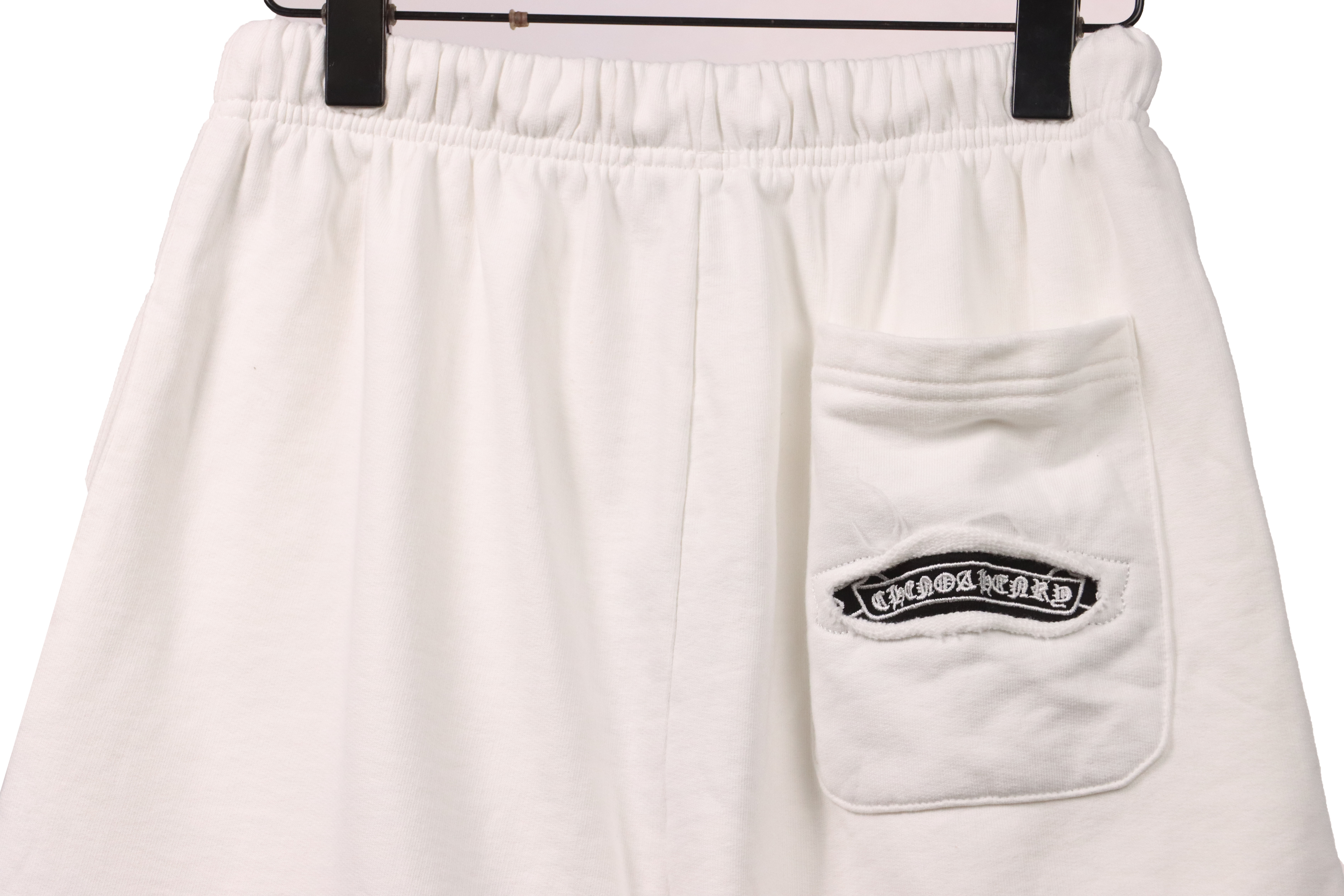 Chrome Hearts Horseshoe Distressed Sanskrit Shorts White