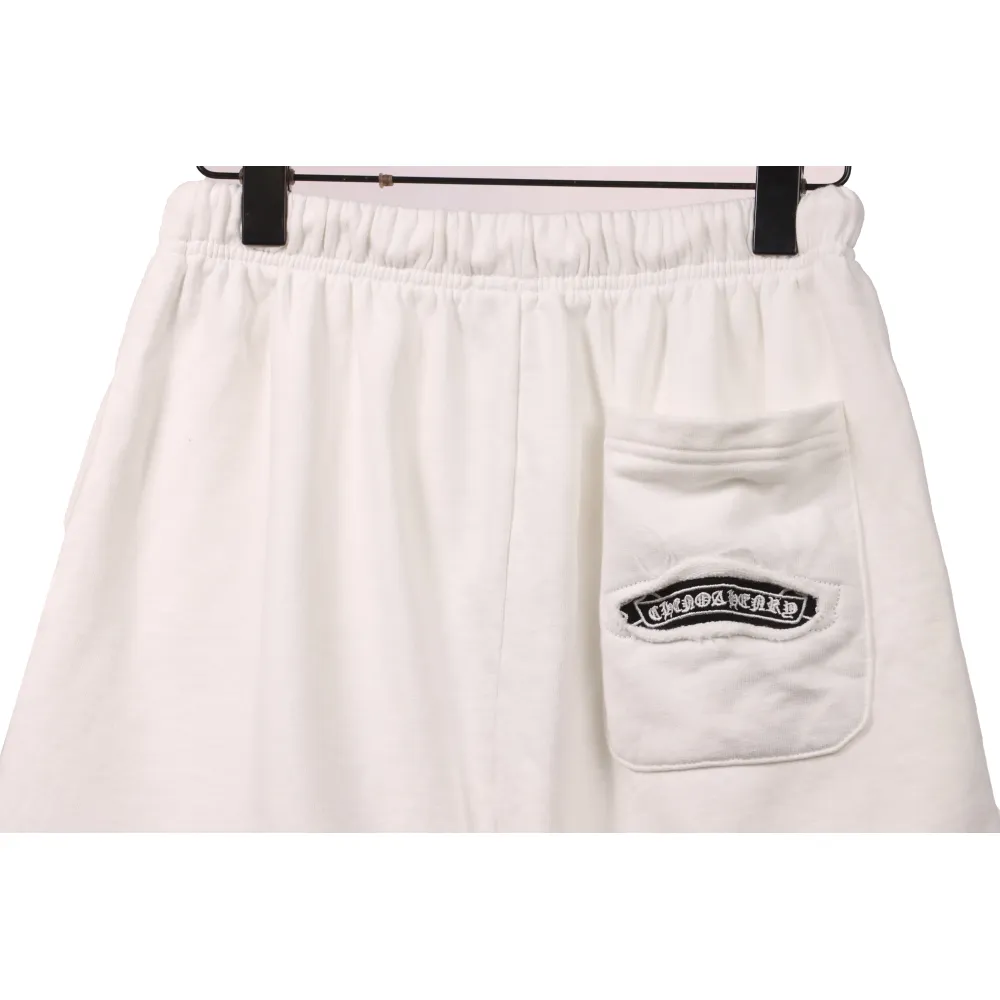Chrome Hearts Horseshoe Distressed Sanskrit Shorts White