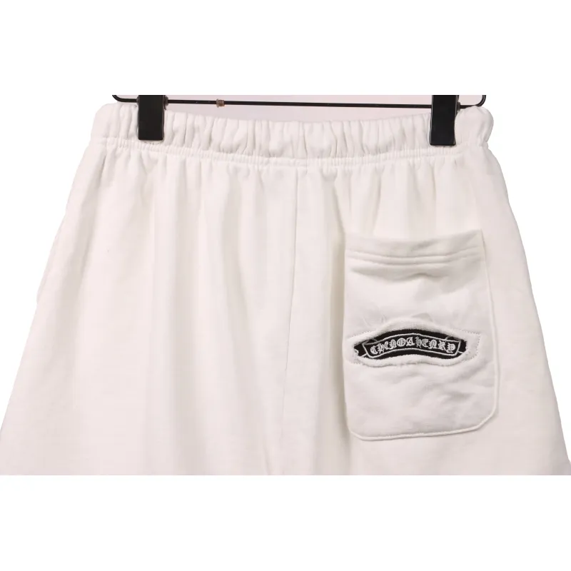 Chrome Hearts Horseshoe Distressed Sanskrit Shorts White