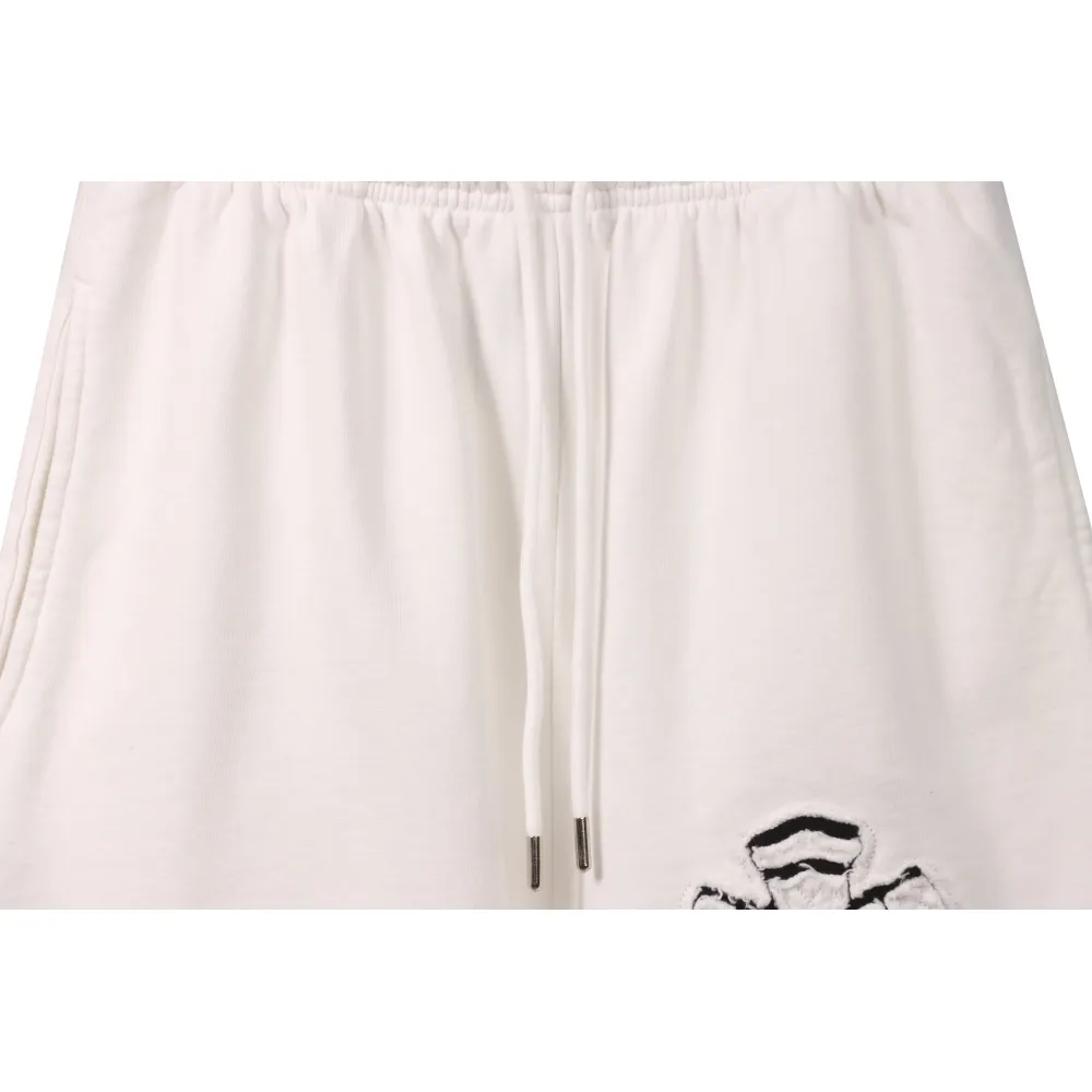 Chrome Hearts Horseshoe Distressed Sanskrit Shorts White