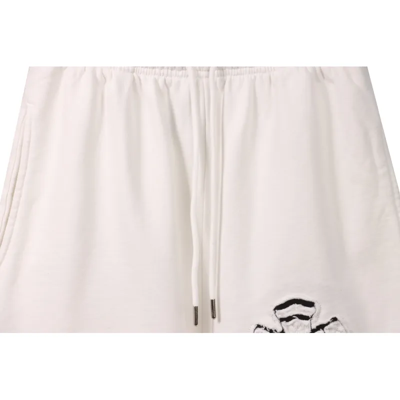 Chrome Hearts Horseshoe Distressed Sanskrit Shorts White
