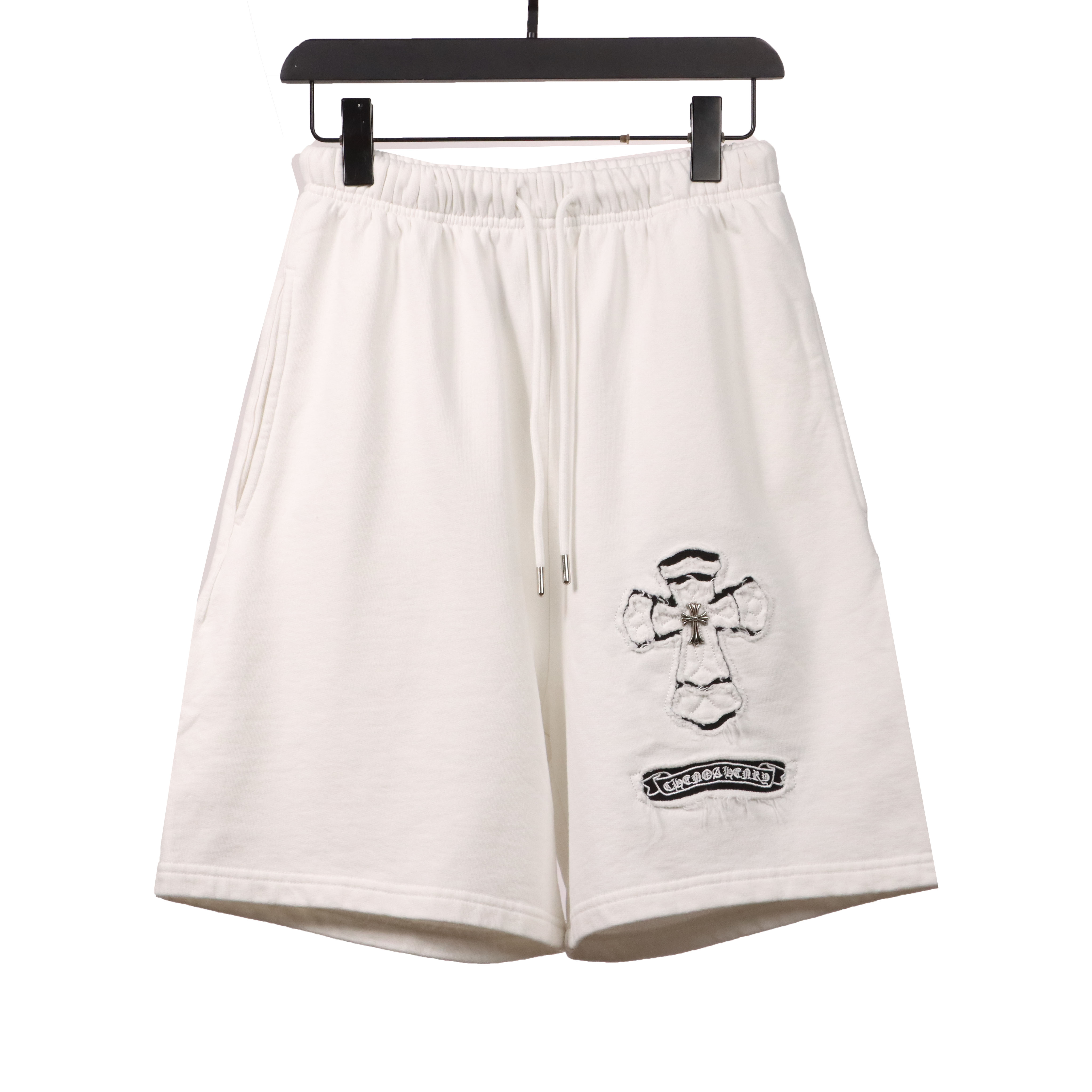 Chrome Hearts Horseshoe Distressed Sanskrit Shorts White