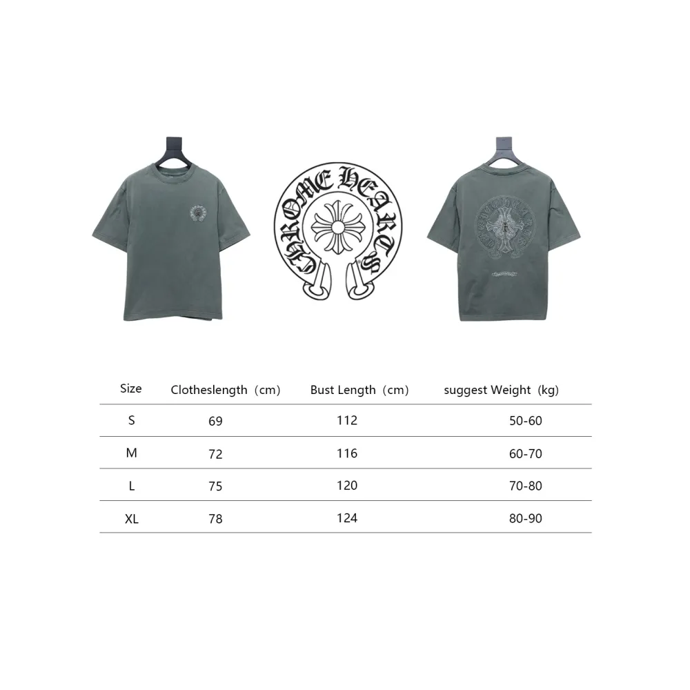 Chrome Hearts Horseshoe Logo Short Sleeve T-Shirt Grey
