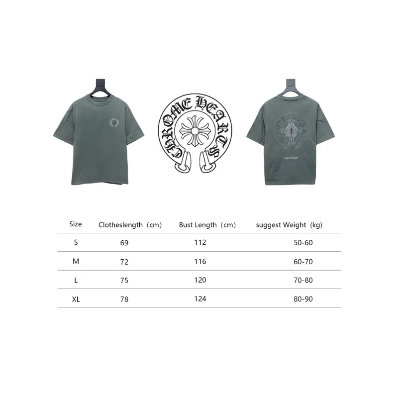 Chrome Hearts Horseshoe Logo Short Sleeve T-Shirt Grey