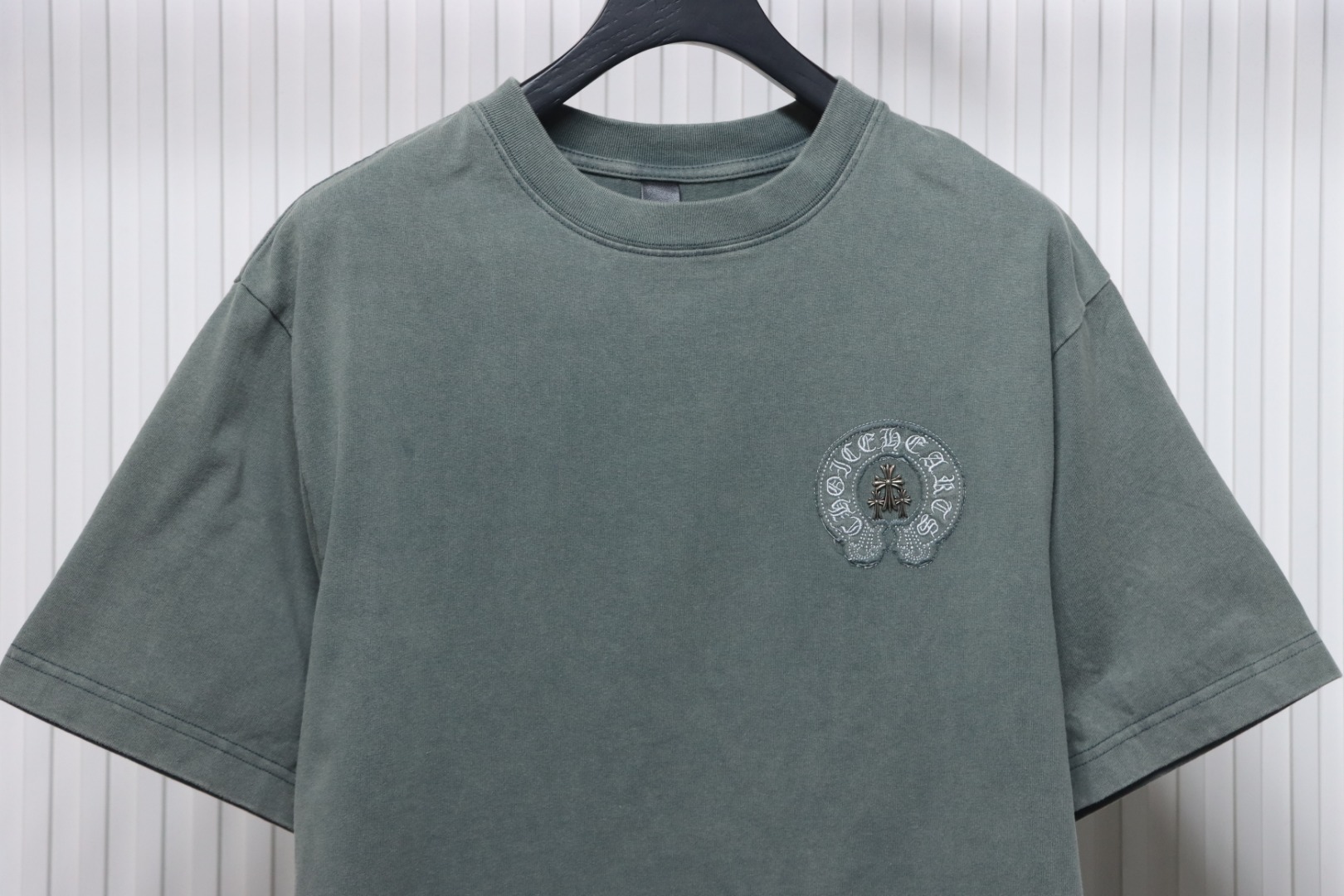 Chrome Hearts Horseshoe Logo Short Sleeve T-Shirt Grey