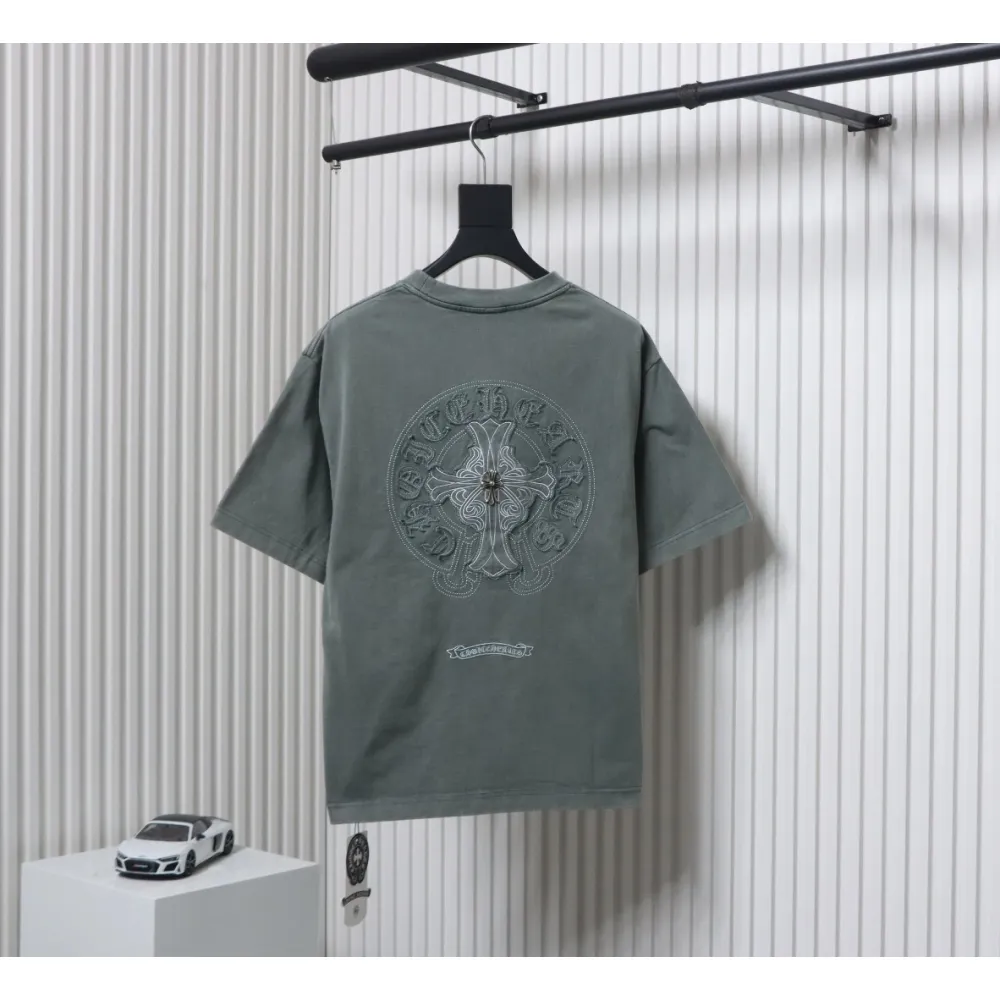 Chrome Hearts Horseshoe Logo Short Sleeve T-Shirt Grey