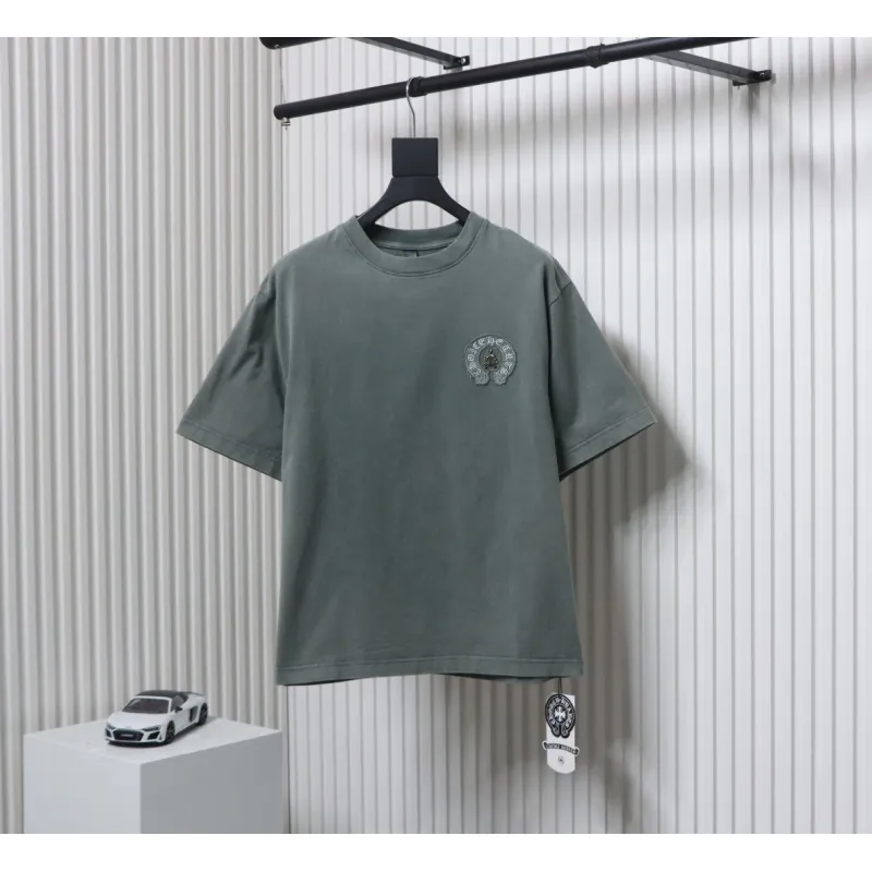 Chrome Hearts Horseshoe Logo Short Sleeve T-Shirt Grey