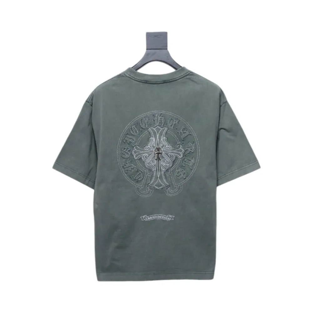 Chrome Hearts Horseshoe Logo Short Sleeve T-Shirt Grey