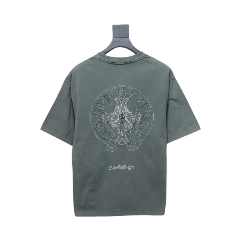 Chrome Hearts Horseshoe Logo Short Sleeve T-Shirt Grey
