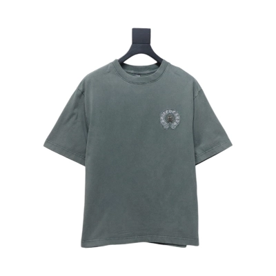 Chrome Hearts Horseshoe Logo Short Sleeve T-Shirt Grey 01