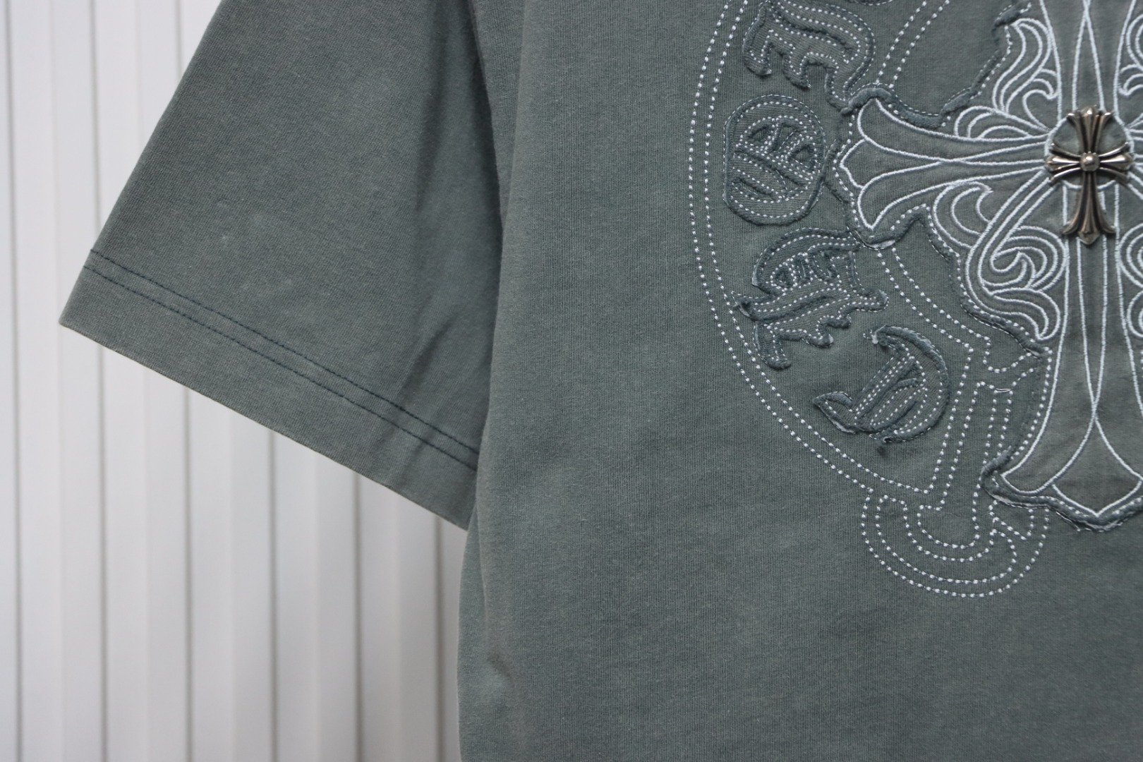 Chrome Hearts Horseshoe Logo Short Sleeve T-Shirt Grey