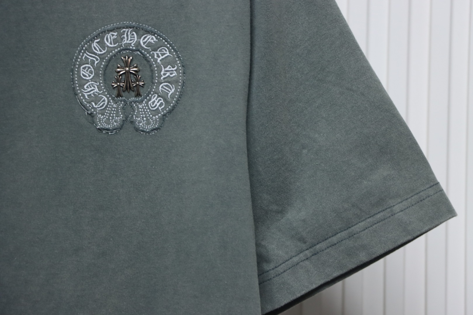 Chrome Hearts Horseshoe Logo Short Sleeve T-Shirt Grey