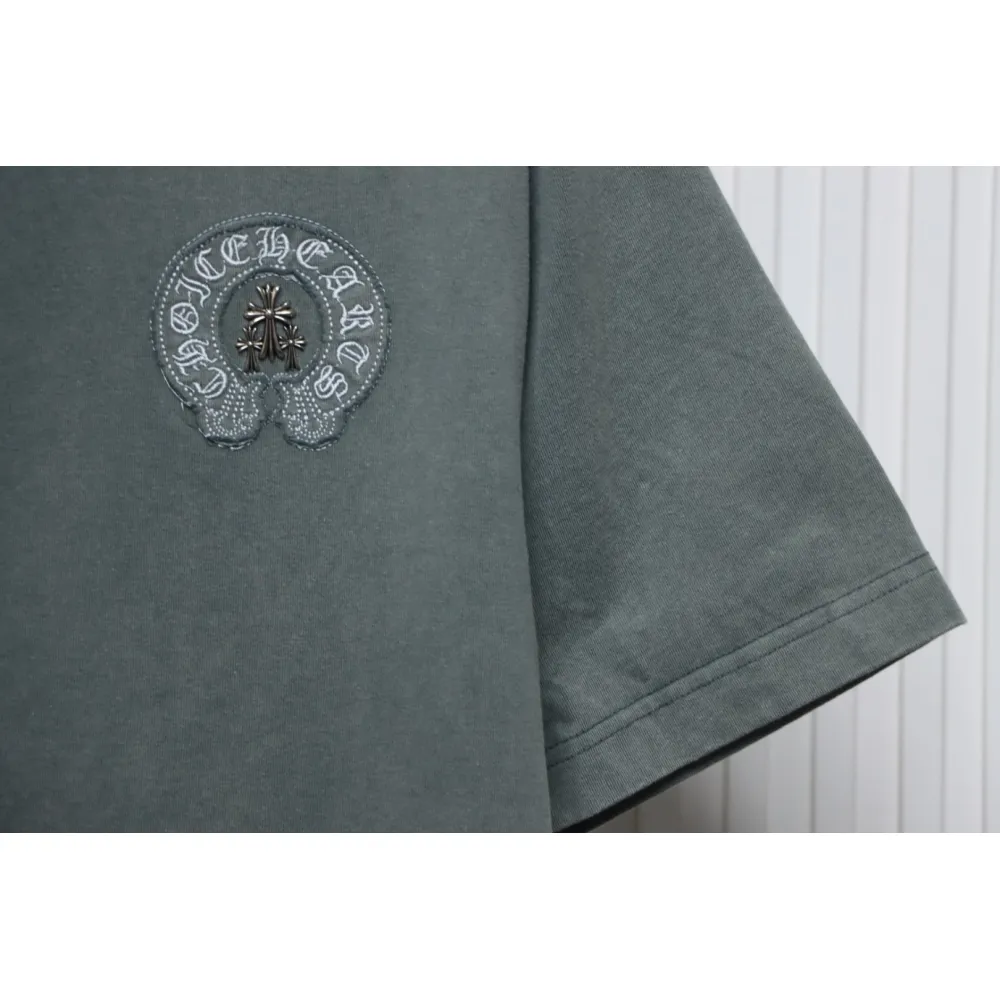 Chrome Hearts Horseshoe Logo Short Sleeve T-Shirt Grey