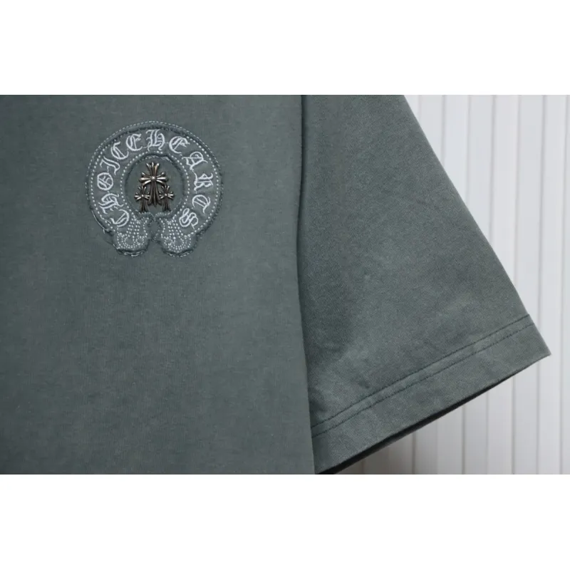 Chrome Hearts Horseshoe Logo Short Sleeve T-Shirt Grey