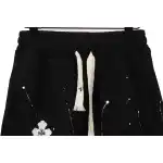 Chrome Hearts ink-splashed leather shorts with silver trim, black
