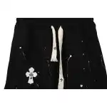 Chrome Hearts ink-splashed leather shorts with silver trim, black