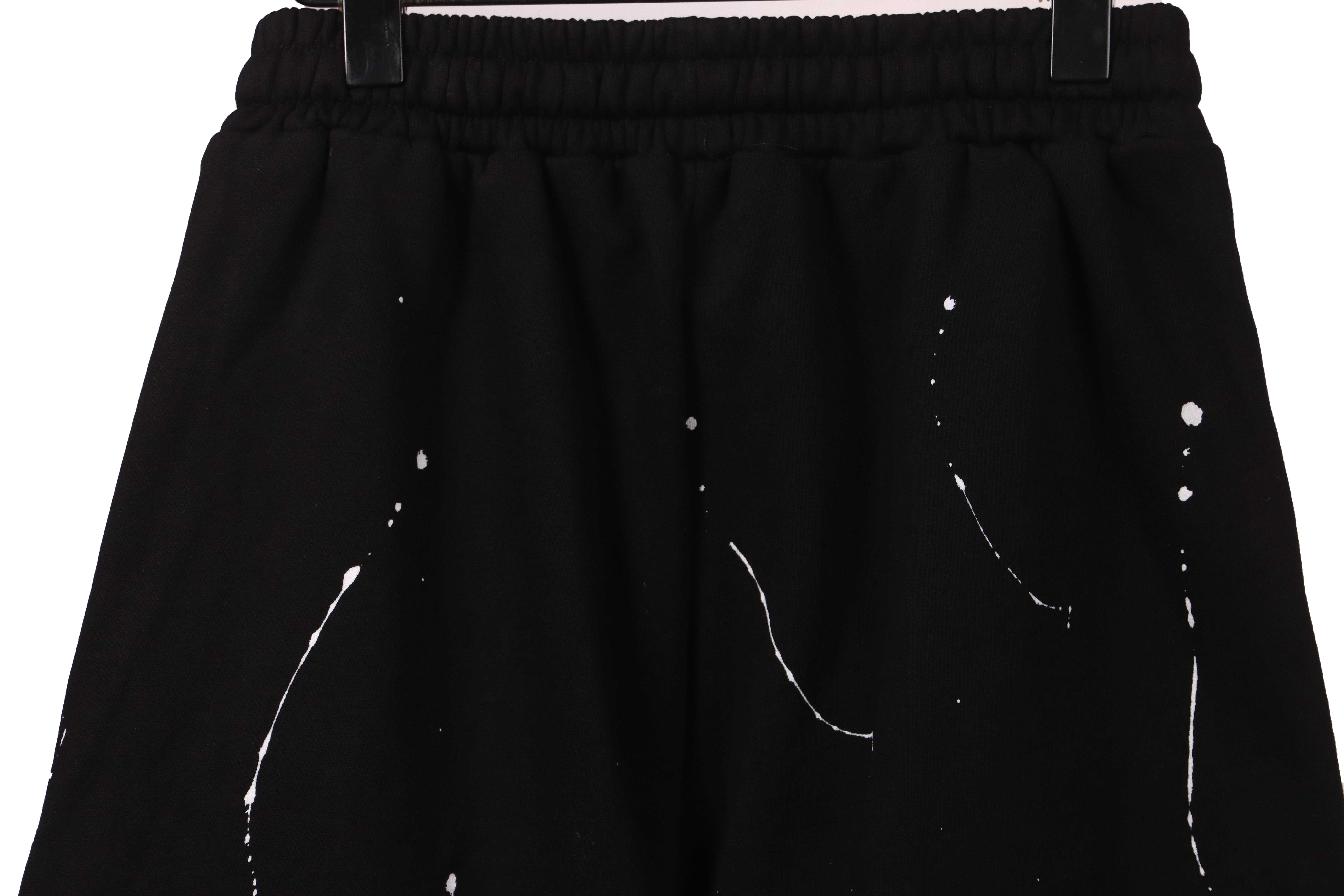 Chrome Hearts ink-splashed leather shorts with silver trim, black