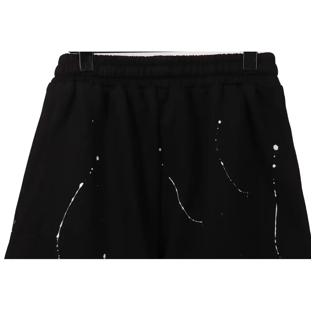 Chrome Hearts ink-splashed leather shorts with silver trim, black