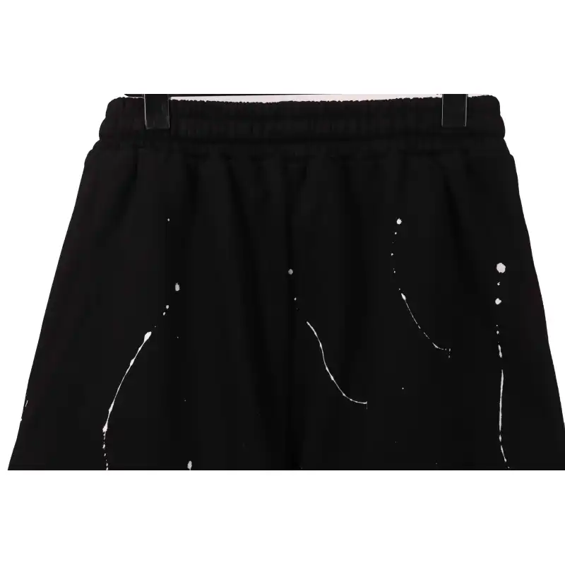 Chrome Hearts ink-splashed leather shorts with silver trim, black