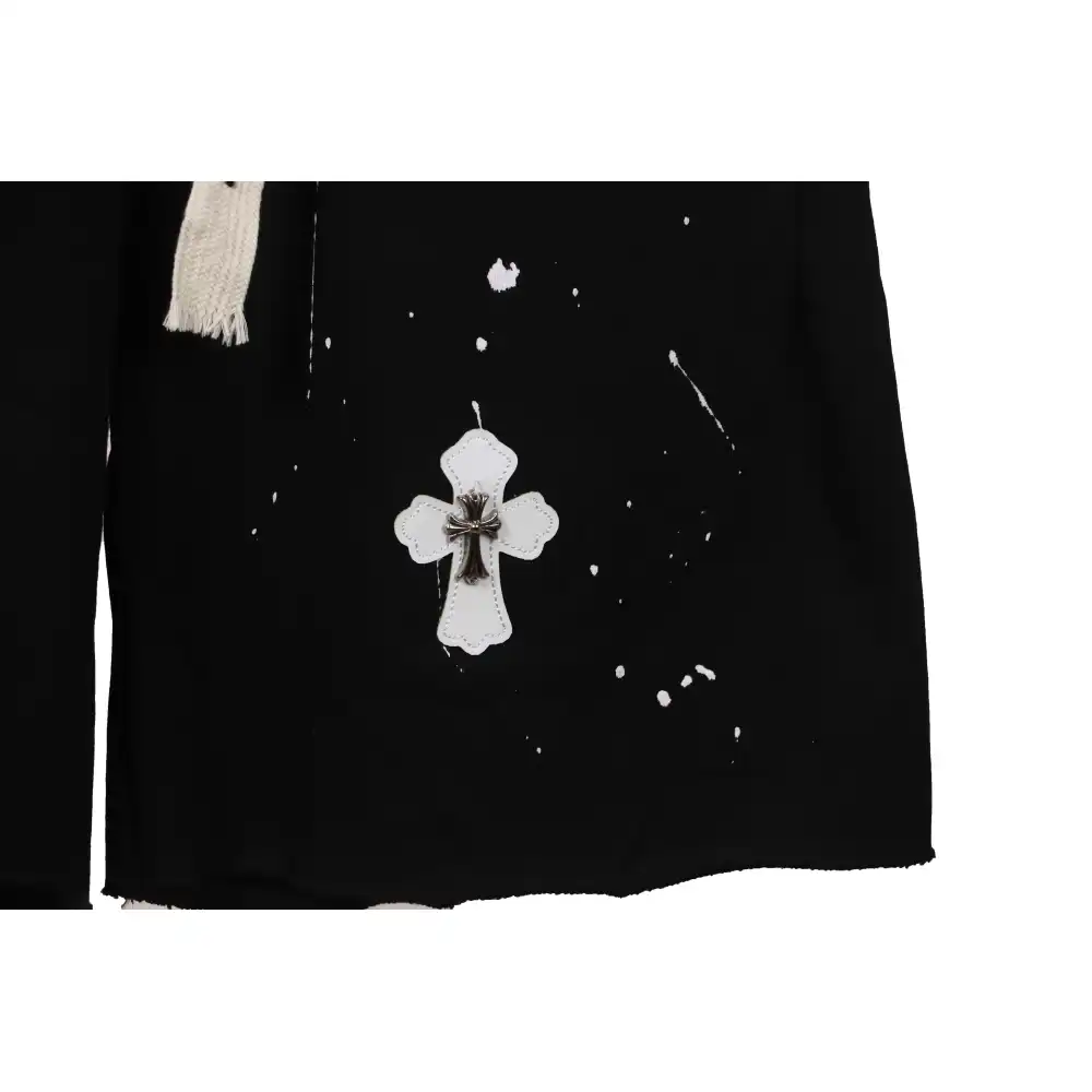 Chrome Hearts ink-splashed leather shorts with silver trim, black