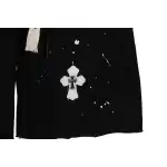 Chrome Hearts ink-splashed leather shorts with silver trim, black