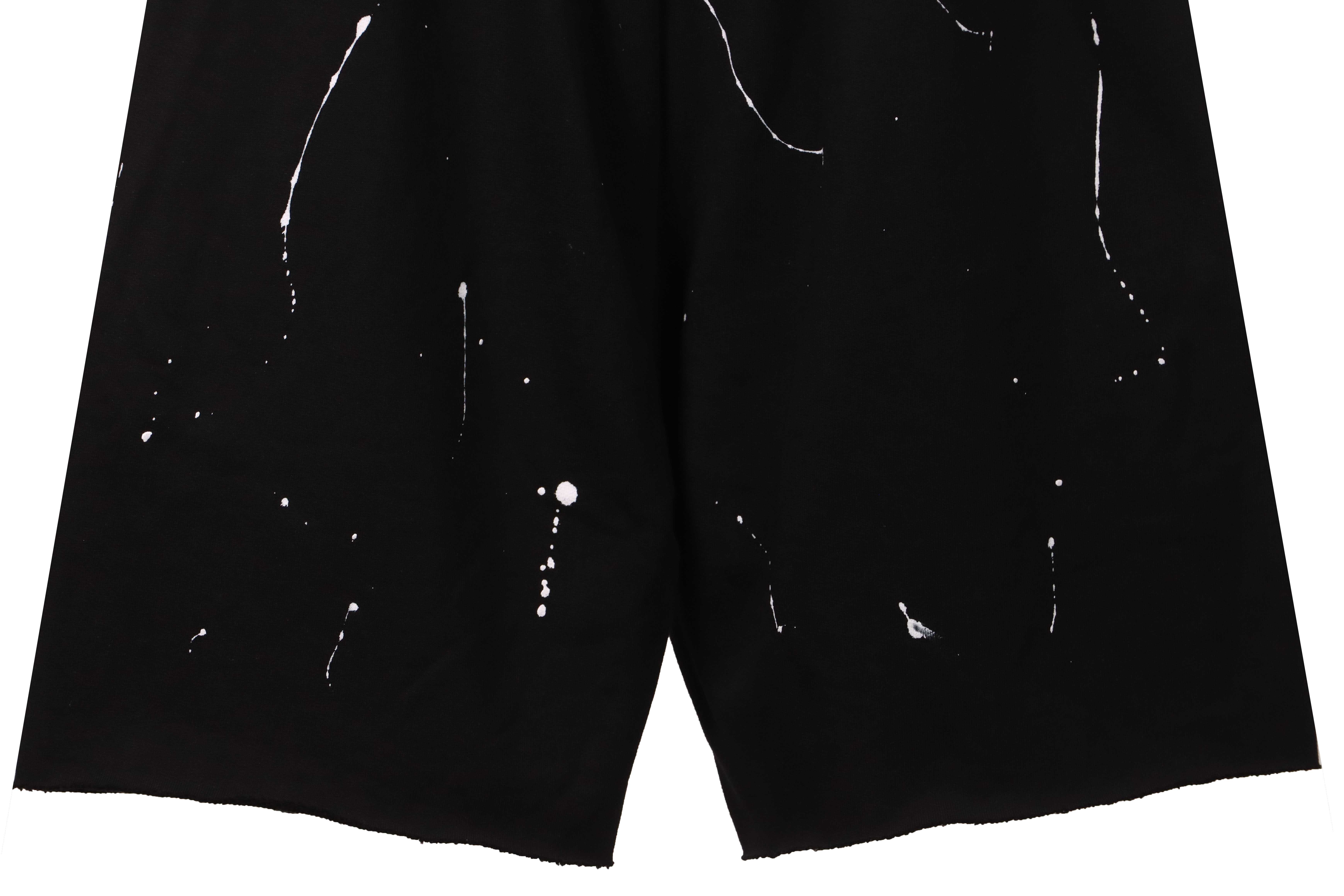 Chrome Hearts ink-splashed leather shorts with silver trim, black