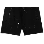 Chrome Hearts ink-splashed leather shorts with silver trim, black
