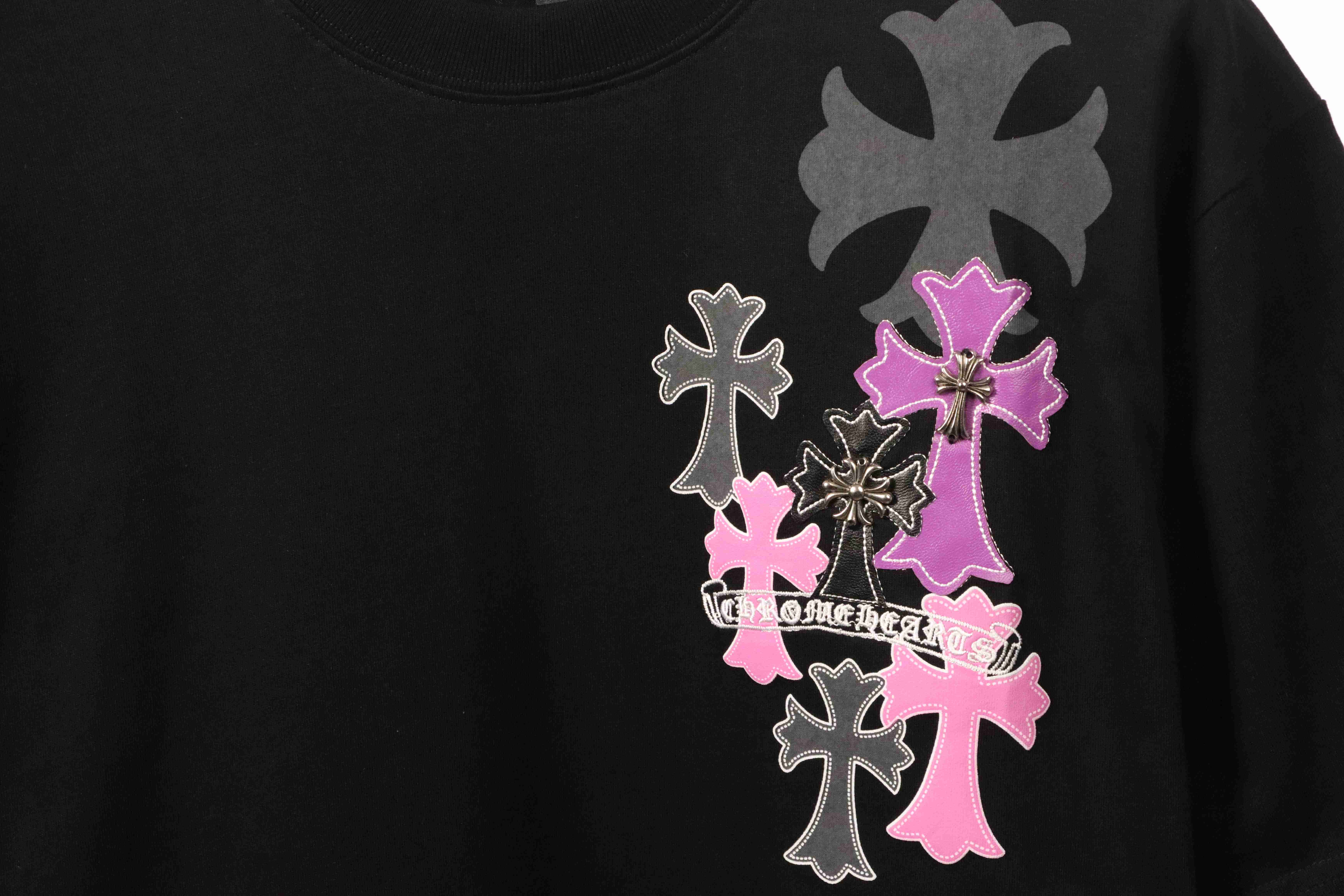 Chrome Hearts Metal Cross Leather Short Sleeve Black