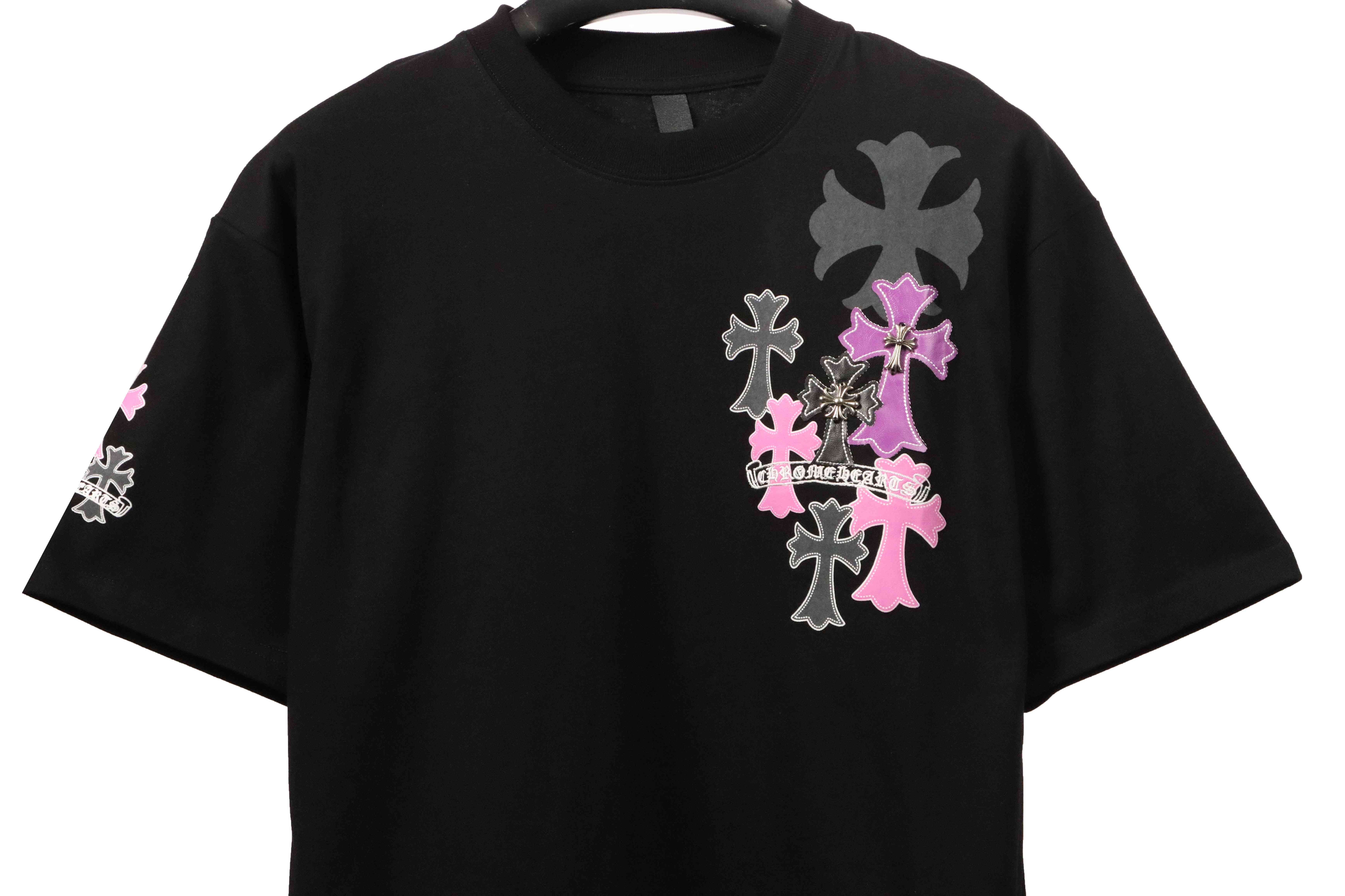 Chrome Hearts Metal Cross Leather Short Sleeve Black