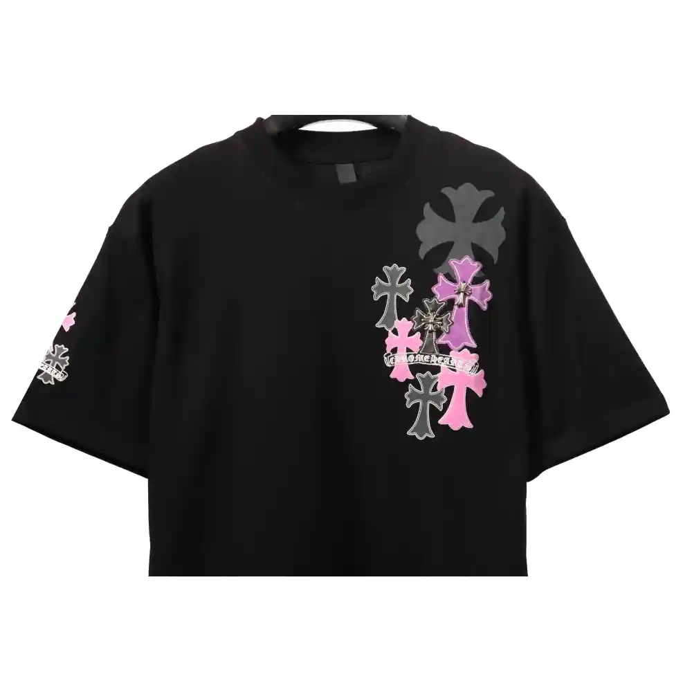 Chrome Hearts Metal Cross Leather Short Sleeve Black