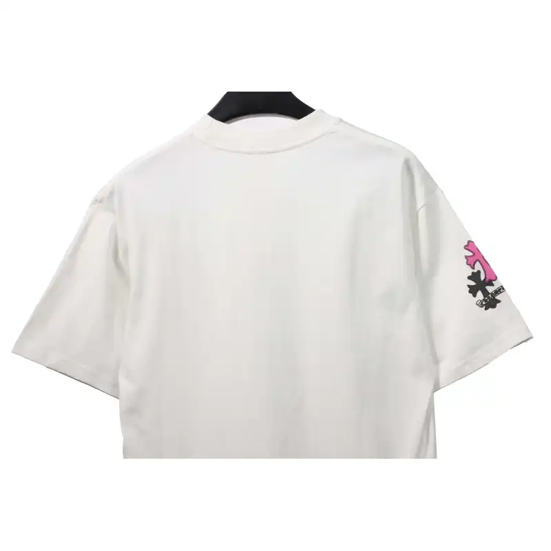 Chrome Hearts Metal Cross Leather Short Sleeve White