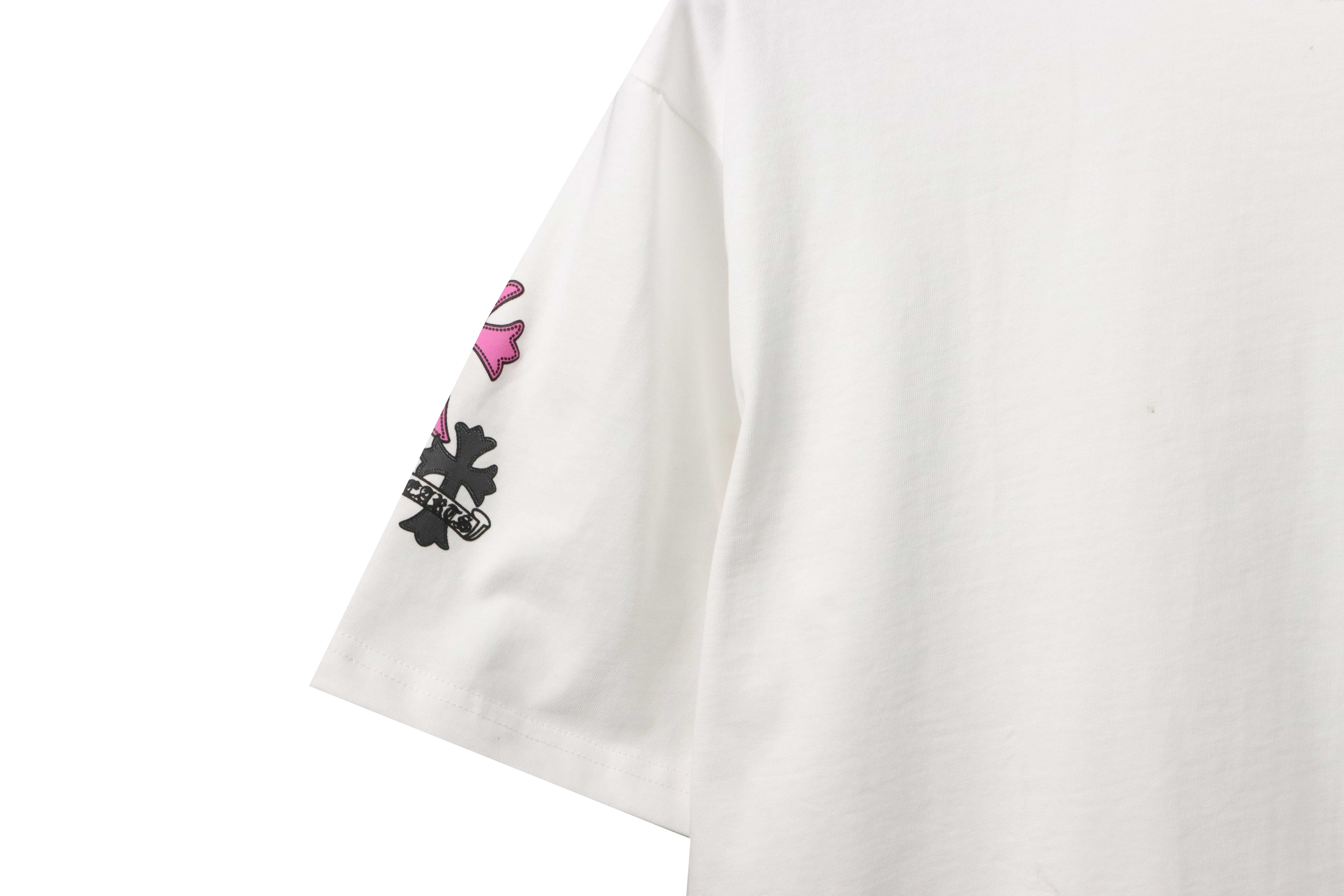 Chrome Hearts Metal Cross Leather Short Sleeve White