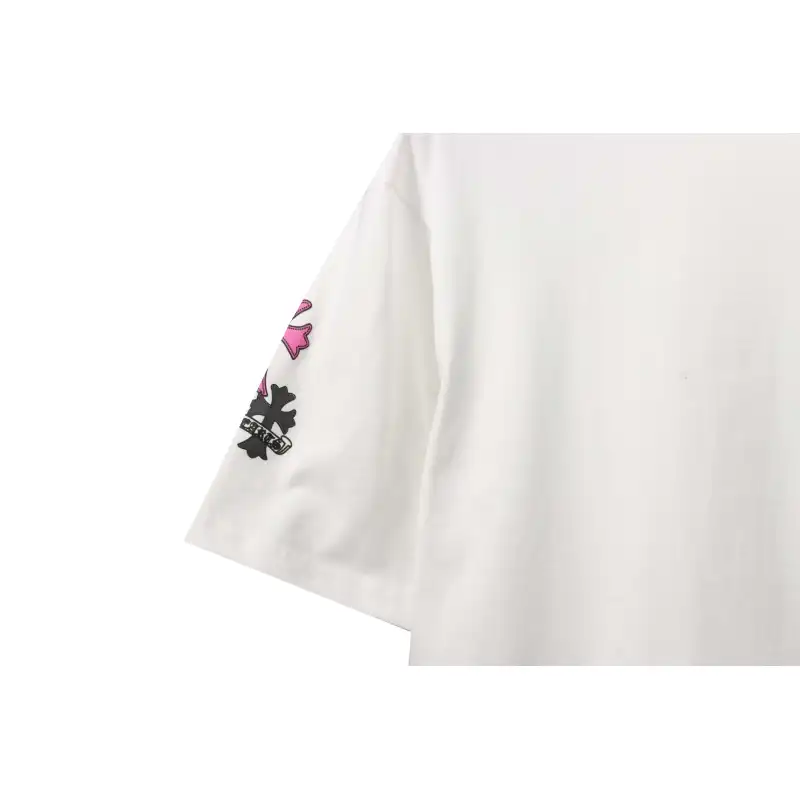 Chrome Hearts Metal Cross Leather Short Sleeve White
