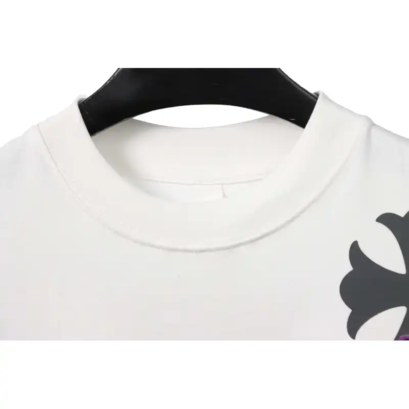 Chrome Hearts Metal Cross Leather Short Sleeve White