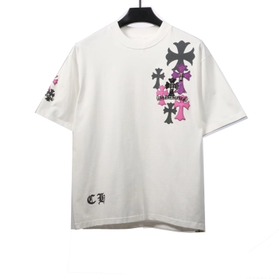 Chrome Hearts Metal Cross Leather Short Sleeve White 01