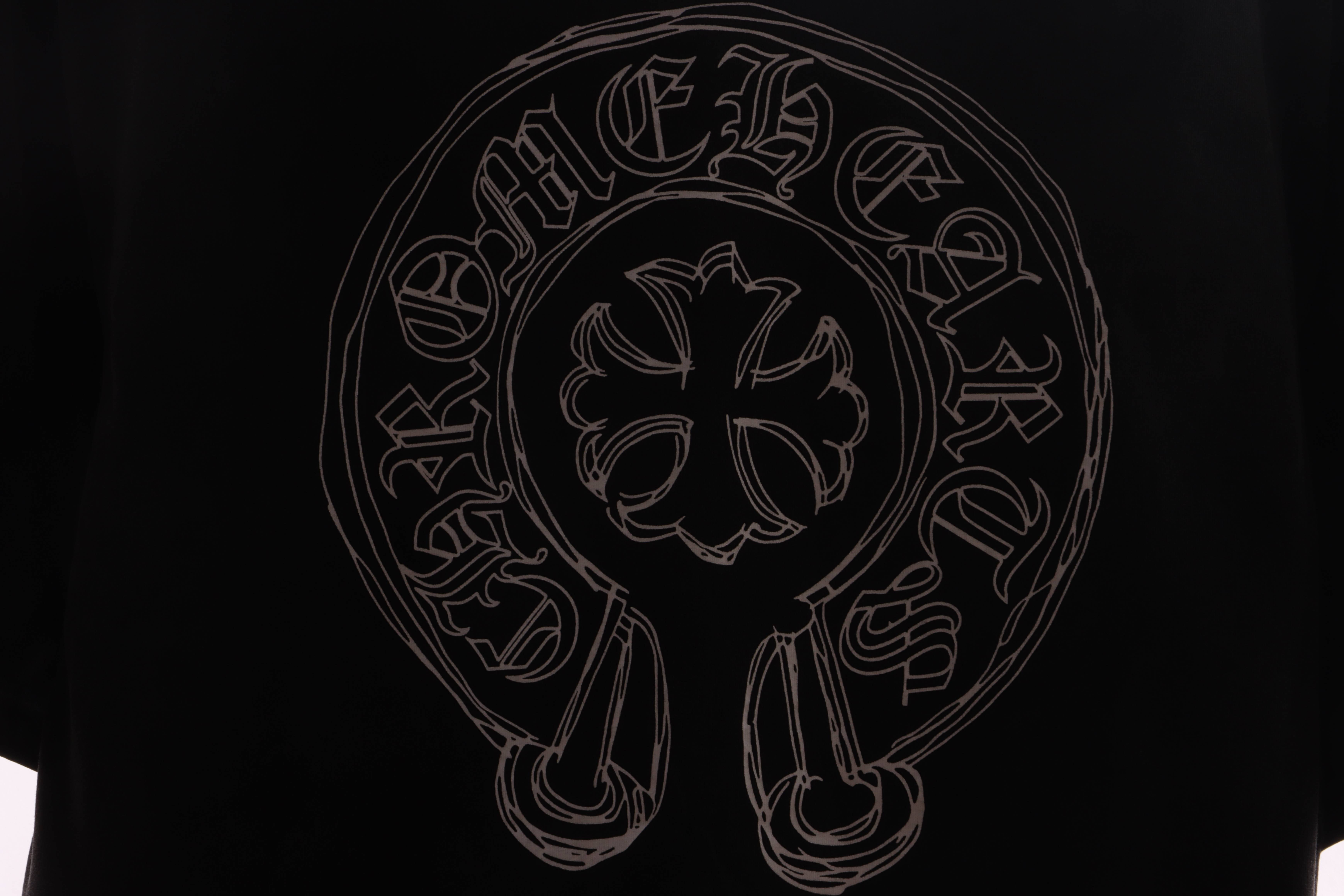 Chrome Hearts neckline Sanskrit horseshoe print short sleeves Black