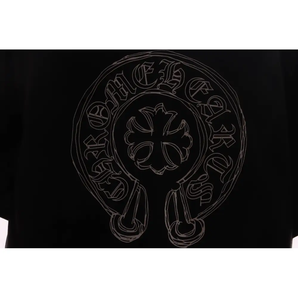 Chrome Hearts neckline Sanskrit horseshoe print short sleeves Black